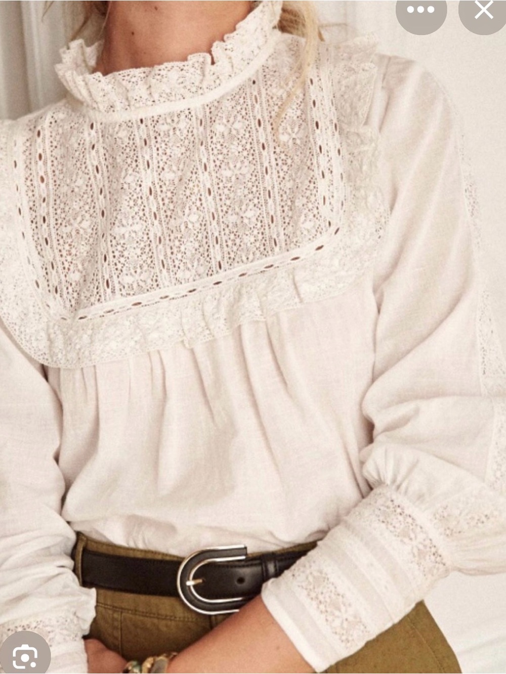 Sezane Iona Lace Blouse in White Size 34 Like New